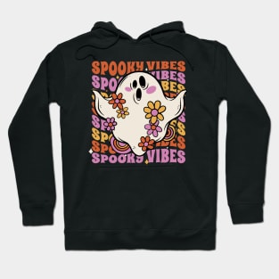 Vintage Spooky Vibes // Cute Groovy Ghost Halloween Hoodie